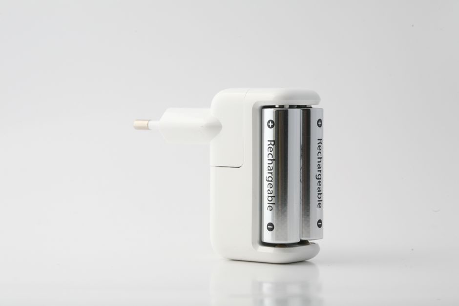 充電器にセットされた2本の充電池