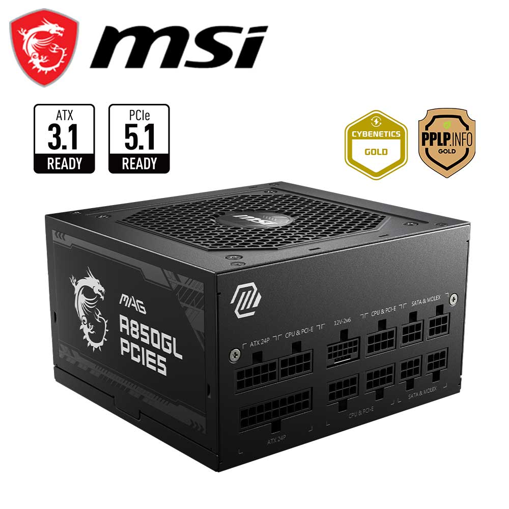 MSI｜エムエスアイ ATX 3.1準拠 電源ユニット 80PLUS GOLD認証 MSI MAG A850GL PCIE5(ブラック) MAG A850GL PCIE5